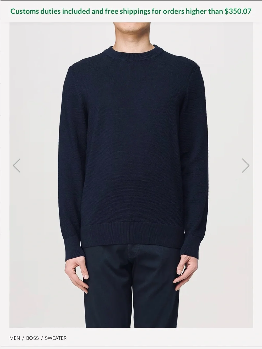BOSS Men's Navy Crewneck Knit Sweater